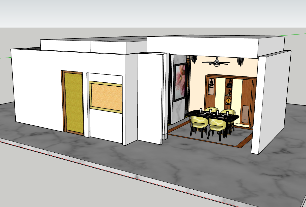 biệt thự 1 tầng,su biệt thự,sketchup biệt thự