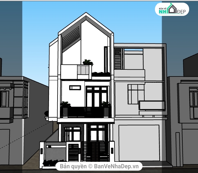 Nhà phố 3 tầng,File su Nhà phố 3 tầng,Sketchup Nhà phố 3 tầng,Model Nhà phố 3 tầng,nhà 3 tầng
