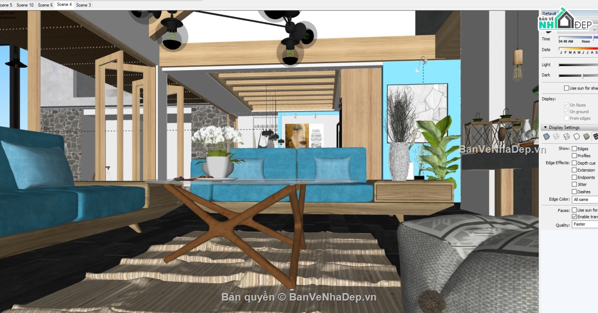 file su biệt thự,Su biệt thự 1 tầng,sketchup biệt thự 1 tầng,file su nội thất biệt thự