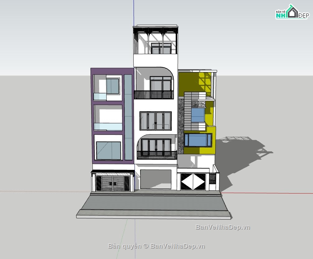 nhà phố sketchup,nhà phố hiện đại,file sketchup nhà phố