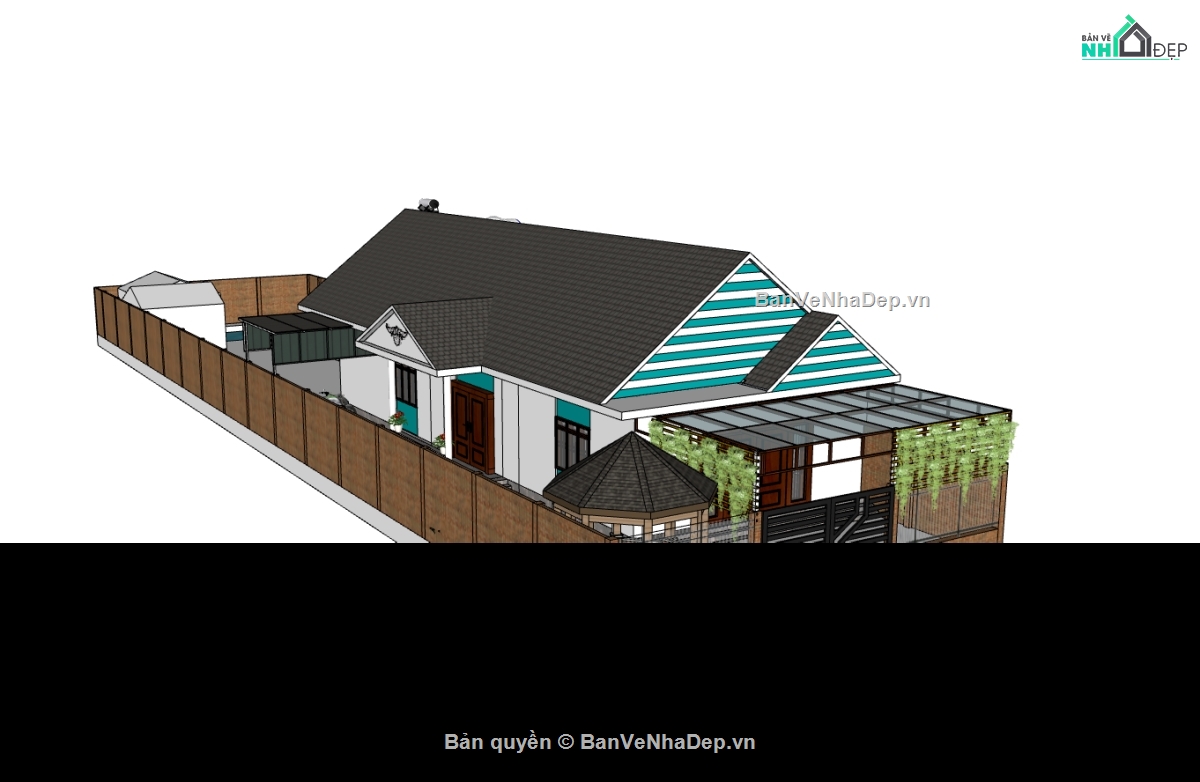 biệt thự 1 tầng,su biệt thự,sketchup biệt thự,biệt thự 1 tầng su