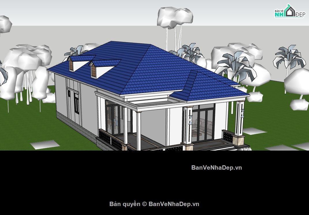 nhà 1 tầng,su nhà 1 tầng,sketchup nhà 1 tầng