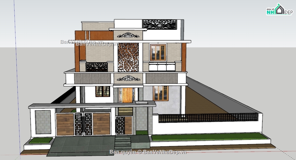 biệt thự,biệt thự 2 tầng,model biệt thự 2 tầng