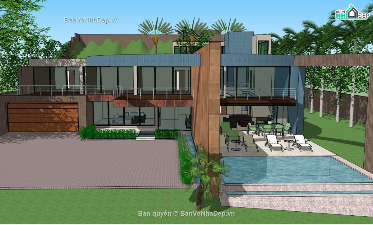 biệt thự 2 tầng,model su biệt thự 2 tầng,file su biệt thự 2 tầng