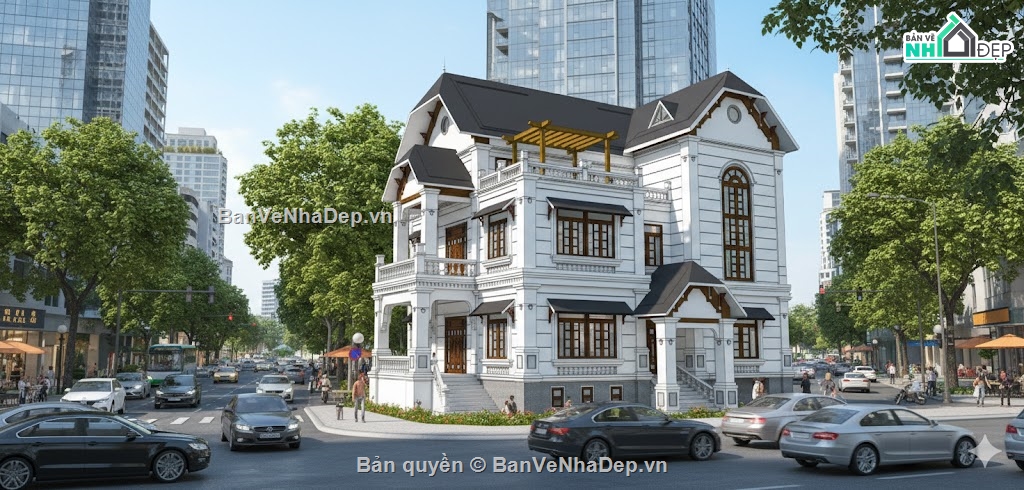 File sketchup mẫu biệt thự cổ điển 2 tầng 12x1,File sketchup biệt thự cổ điển,Model sketchup biệt thự cổ điển 2 tầng,Biệt thự cổ điển 12x15m