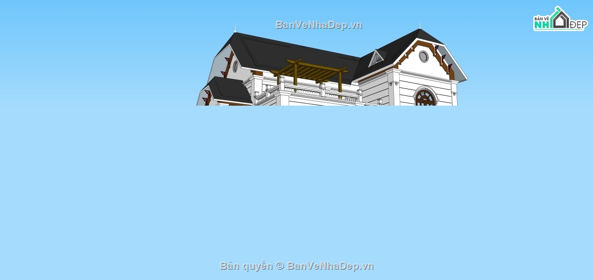 File sketchup mẫu biệt thự cổ điển 2 tầng 12x1,File sketchup biệt thự cổ điển,Model sketchup biệt thự cổ điển 2 tầng,Biệt thự cổ điển 12x15m