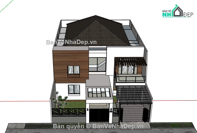 model su biệt thự,su biệt thự phố,file su biệt thự 2 tầng,biệt thự 2 tầng 15x24m,biệt thự phố 15x24m,biệt thự 2 tầng