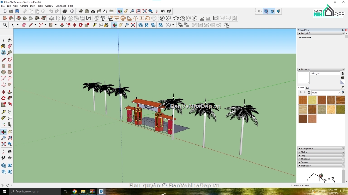 Cổng nghĩa trang,File sketchup cổng,nghĩa trang