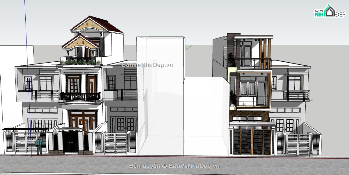 file su nhà phố 3 tầng,nhà phố 3 tầng file su,model su nhà phố 3 tầng,file sketchup nhà phố 3 tầng