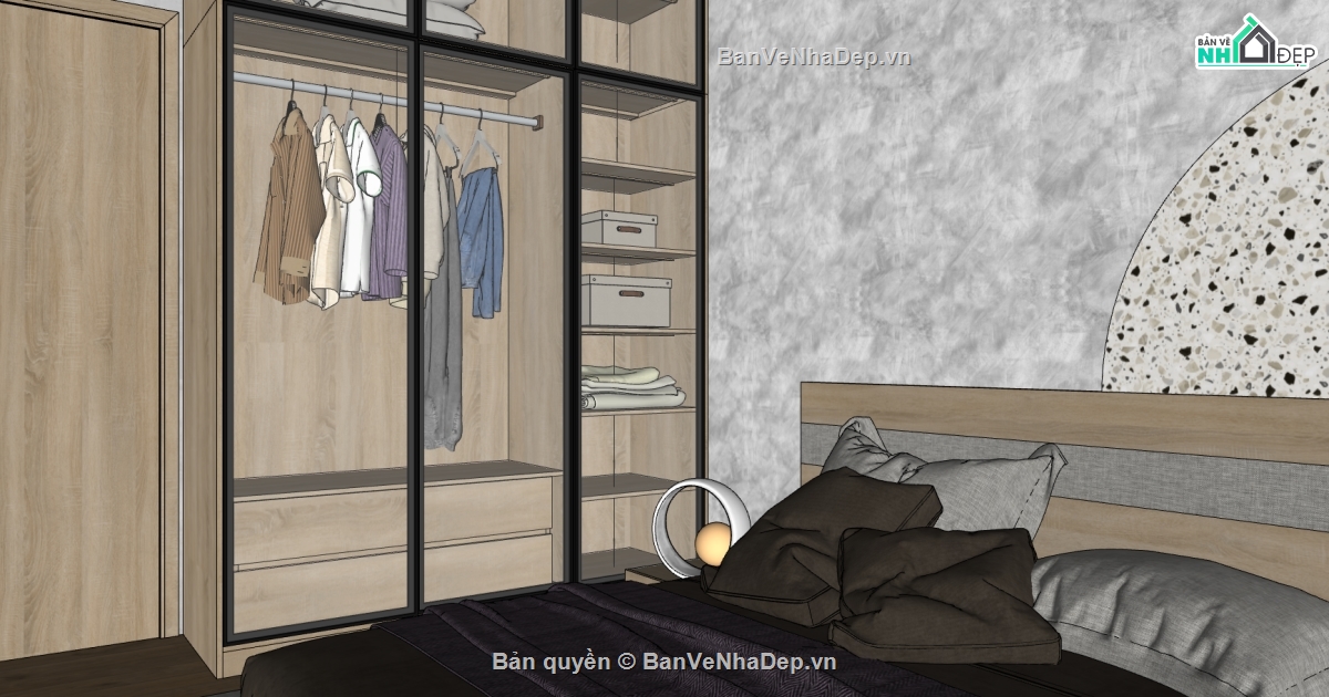 nội thất phòng ngủ đẹp,sketchup nội thất phòng ngủ,nội thất phòng ngủ file 3dsu,thiết kế phòng ngủ sketchup
