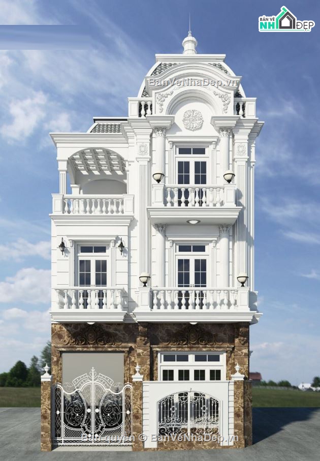 phối cảnh nhà phố,su nhà phố 3 tầng,nhà phố sketchup