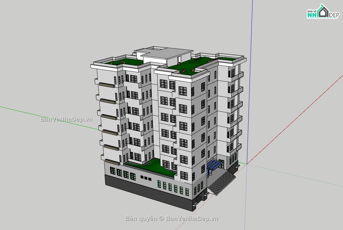 phối cảnh chung cư,File sketchup chung cư,model su chung cư,thiết kế chung cư cao tầng,model chung cư