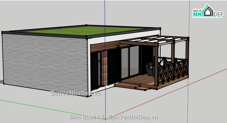 File sketchup nhà  bungalow,model su nhà  bungalow,file 3d nhà  bungalow,sketchup nhà  bungalow