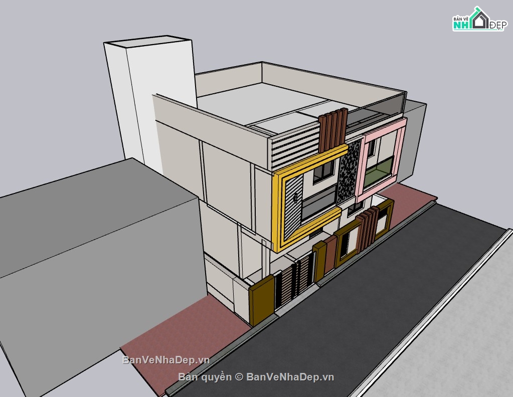 biệt thự 2 tầng,biệt thự  tầng,su biệt thự,sketchup biệt thự