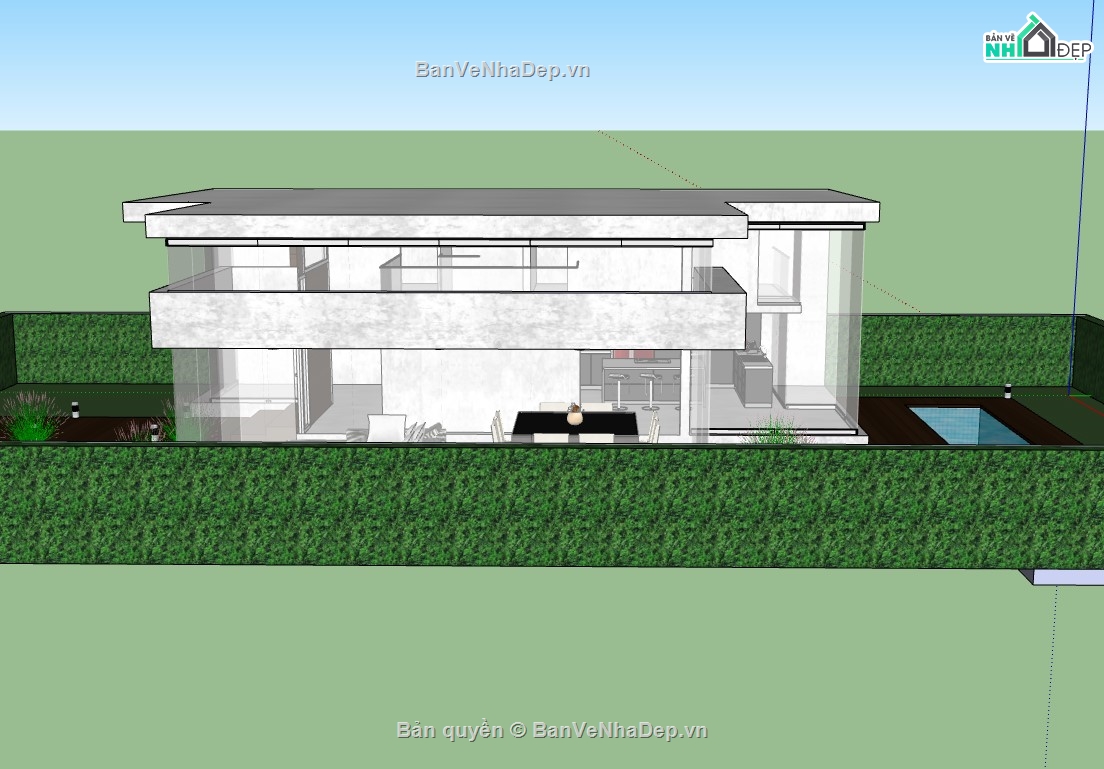 biệt thự 2 tầng,biệt thự sketchup,sketchup biệt thự,File sketchup biệt thự 2 tầng,sketchup biệt thự 2 tầng