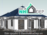 biệt thự 1 tầng,biệt thự sketchup,sketchup biệt thự,sketchup biệt thự 1 tầng