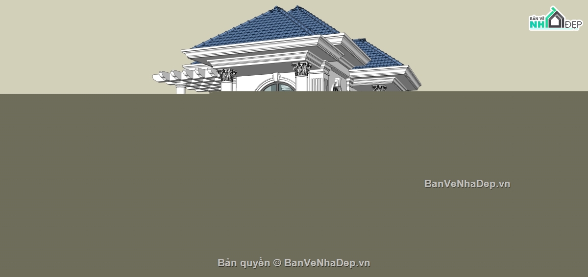 File sketchup Biệt Thự Tân Cổ Điển,sketchup Biệt Thự Tân Cổ Điển,Mẫu biệt thự tân cổ điển 10x20m