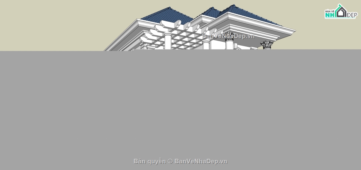 File sketchup Biệt Thự Tân Cổ Điển,sketchup Biệt Thự Tân Cổ Điển,Mẫu biệt thự tân cổ điển 10x20m