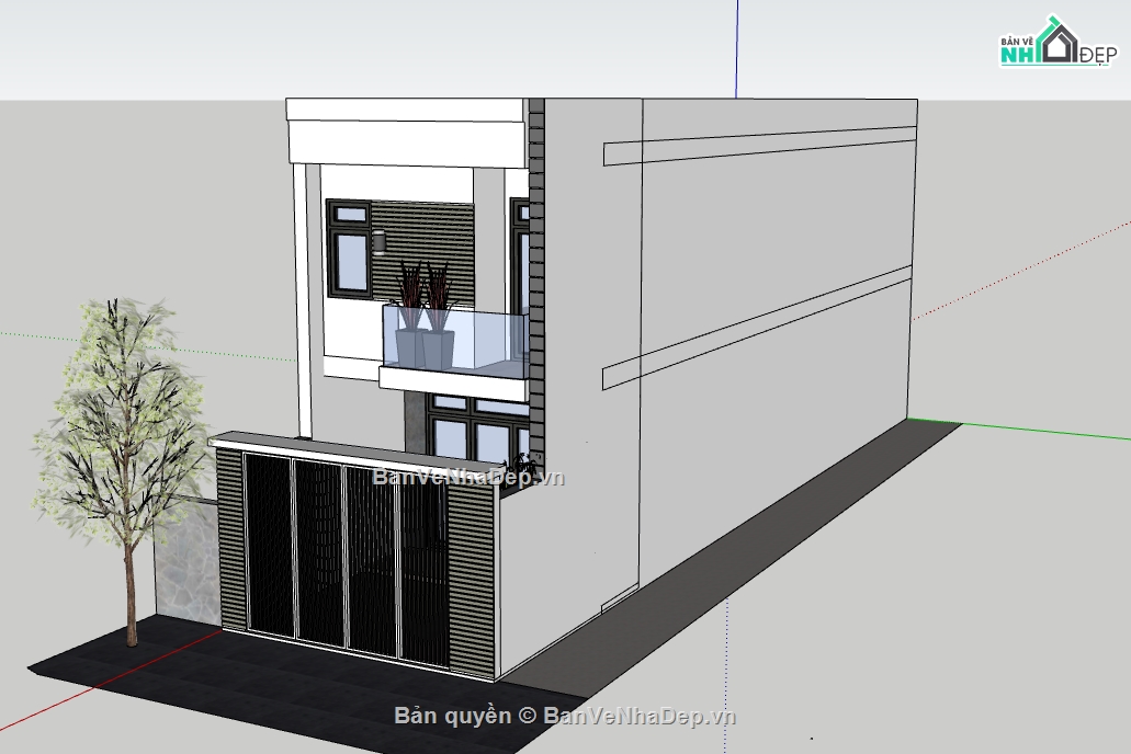 nhà phố 2 tầng file su,file su nhà phố 2 tầng,file sketchup nhà phố 2 tầng,model sketchup nhà phố 2 tầng,model su nhà phố 2 tầng