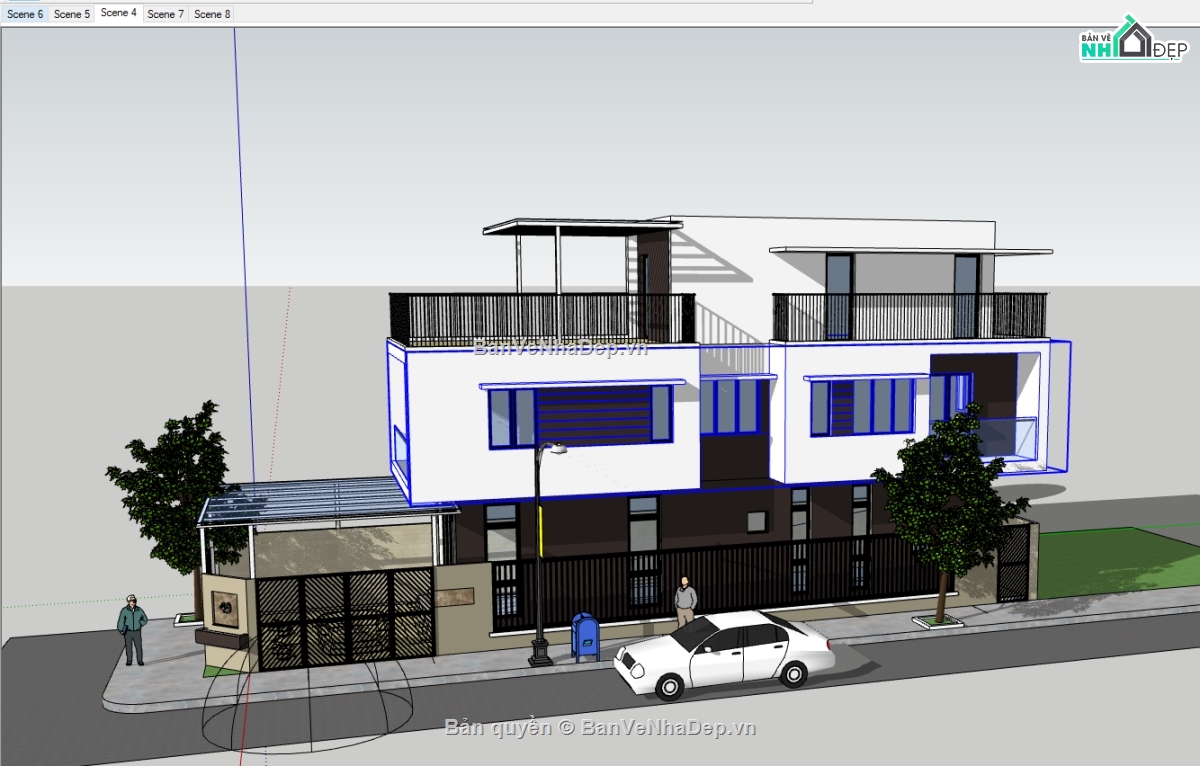 nhà phố 3 tầng,sketchup nhà phố 3 tầng,file su nhà phố,file su nhà phố 3 tầng,model su nhà phố 3 tầng