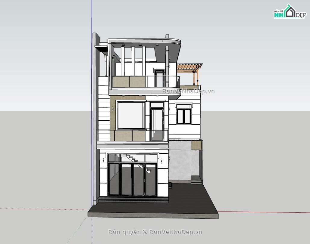 nhà phố 3 tầng,nhà phố sketchup,File sketchup nhà phố 3 tầng,nhà phố 3 tầng sketchup,su nhà phố