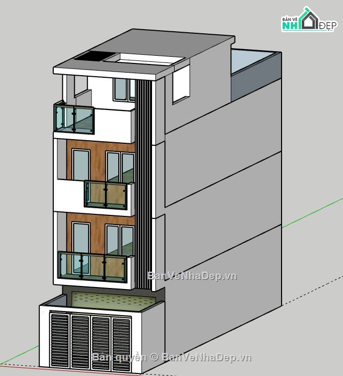Nhà phố 4 tầng,file sketchup nhà phố 4 tầng,file su nhà phố 4 tầng,nhà phố 4 tầng file su,model su nhà phố 4 tầng