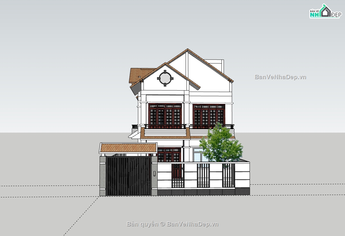 biệt thự 2 tầng,su biệt thự,sketchup biệt thự