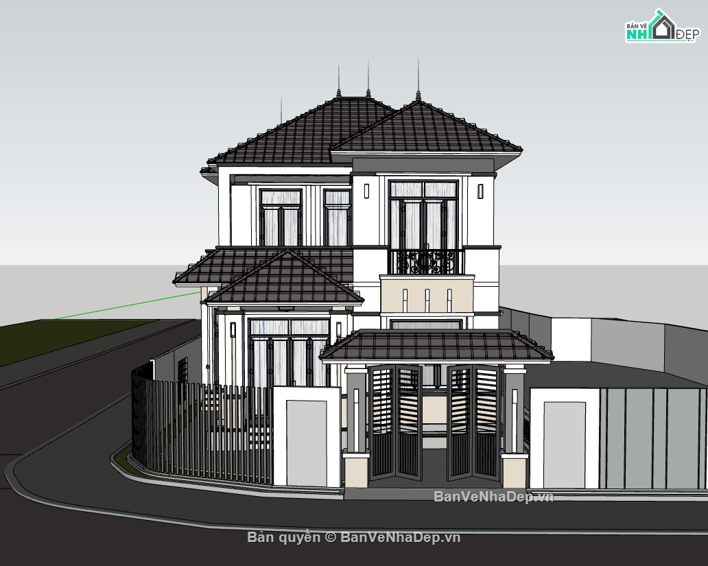 biệt thự 2 tầng,su biệt thự,sketchup biệt thự,su biệt thự 2 tầng