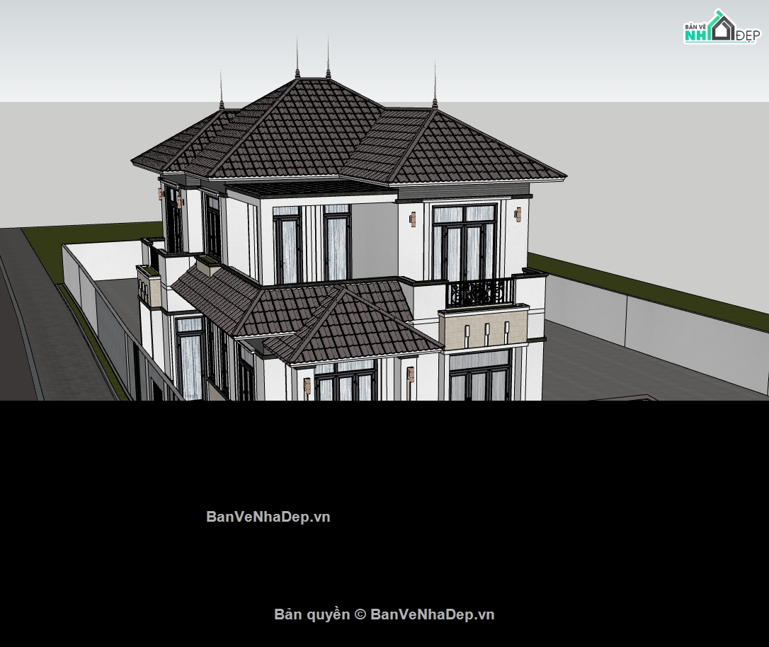 biệt thự 2 tầng,su biệt thự,sketchup biệt thự,su biệt thự 2 tầng