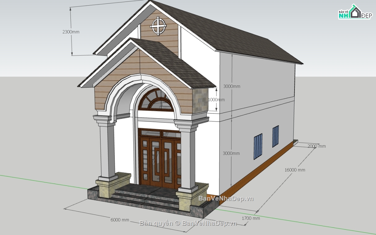 nhà cấp 4,sketchup nhà cấp 4,su nhà cấp 4