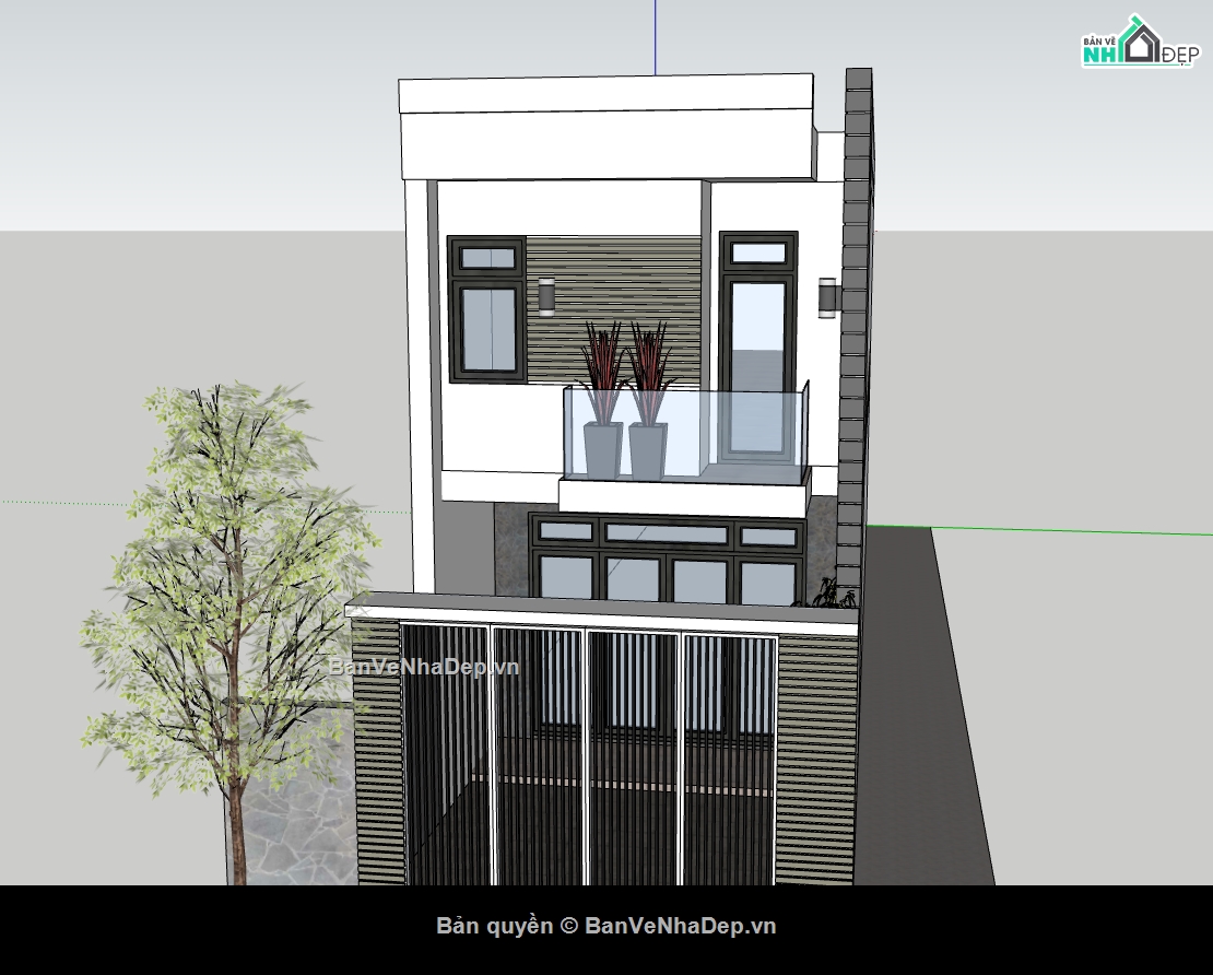 file sketchup nhà phố 2 tầng,model sketchup nhà phố 2 tầng,sketchup nhà phố 2 tầng