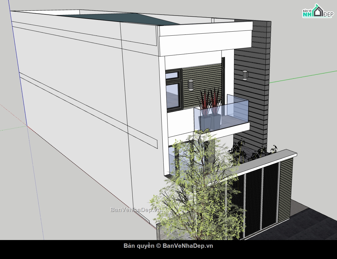file sketchup nhà phố 2 tầng,model sketchup nhà phố 2 tầng,sketchup nhà phố 2 tầng