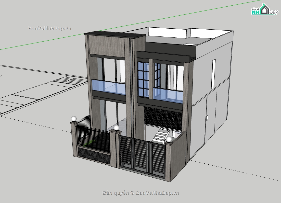 nhà phố 2 tầng,sketchup nhà phố,su nhà phố,su nhà phố 2 tầng