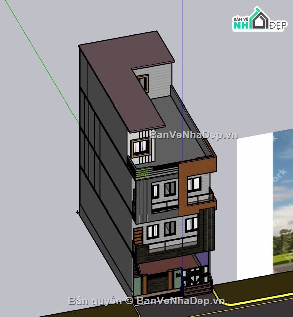 Nhà phố 3 tầng,model su nhà phố 3 tầng,file su nhà phố 3 tầng