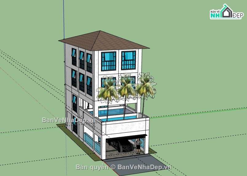 nhà phố,model nhà phố,nhà phố 4 tầng