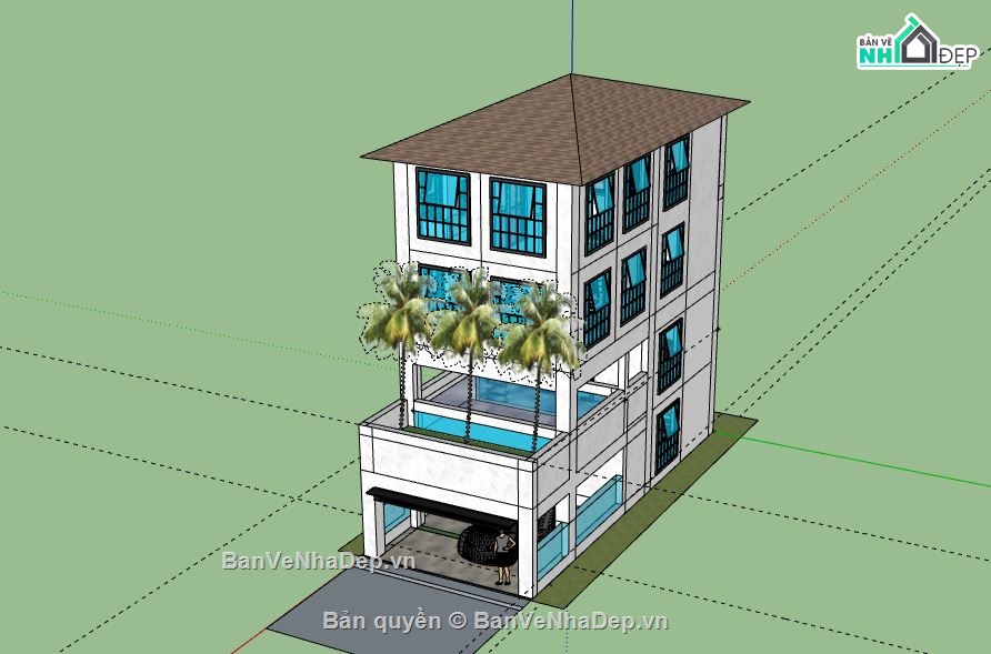 nhà phố,model nhà phố,nhà phố 4 tầng