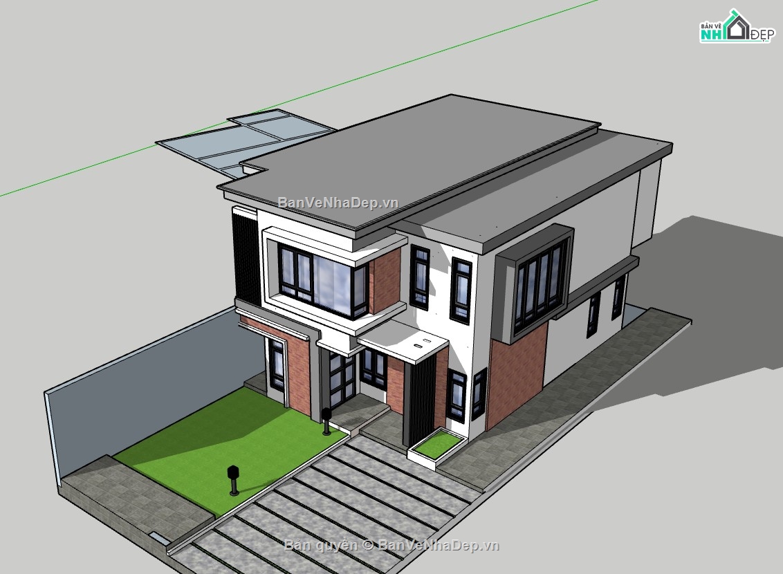 nhà phố,su nhà phố,sketchup nhà phố,su nhà phố 2 tầng,sketchup nhà phố 2 tầng