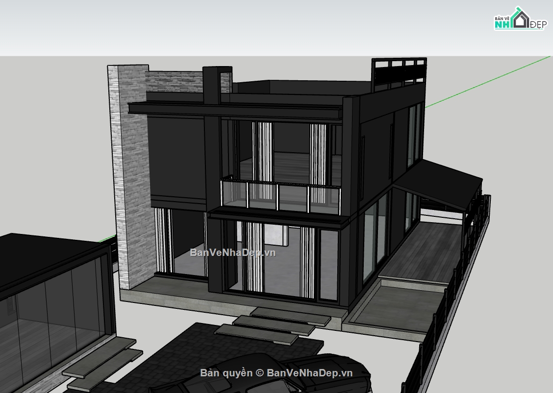 su nhà phố,sketchup nhà phố,nhà phố 2 tầng