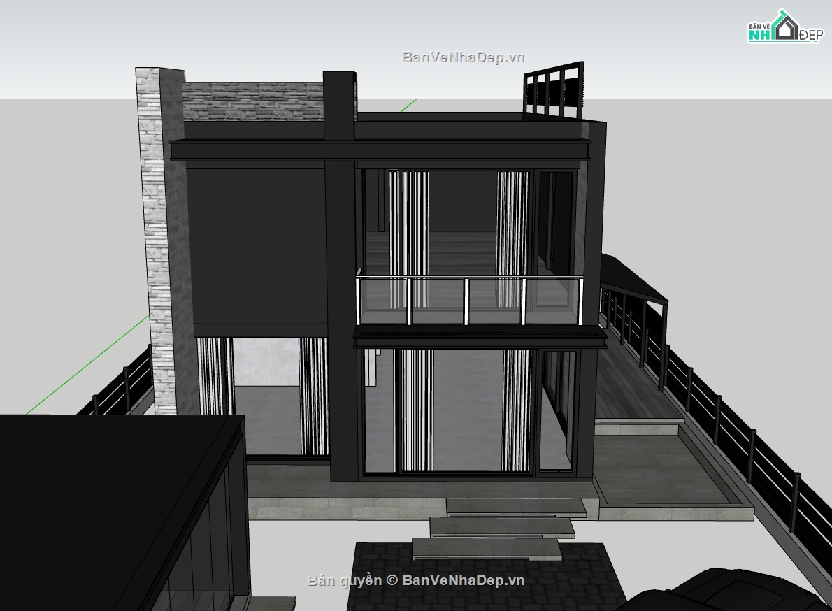 su nhà phố,sketchup nhà phố,nhà phố 2 tầng