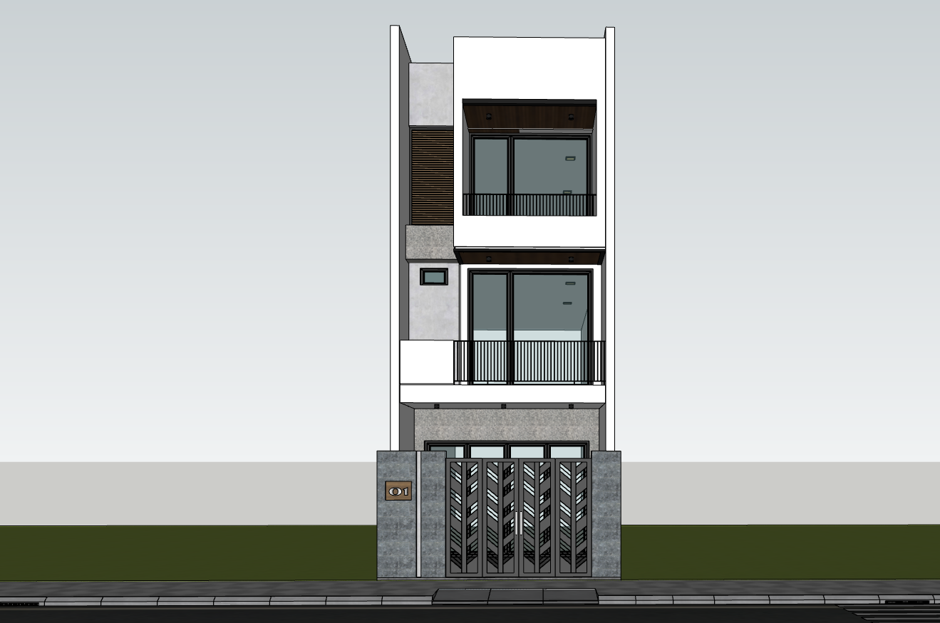 nhà phố 3 tầng,su nhà 3 tầng,sketchup nhà 3 tầng