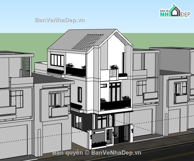 nhà phố 3 tầng,nhà phố,model nhà phố