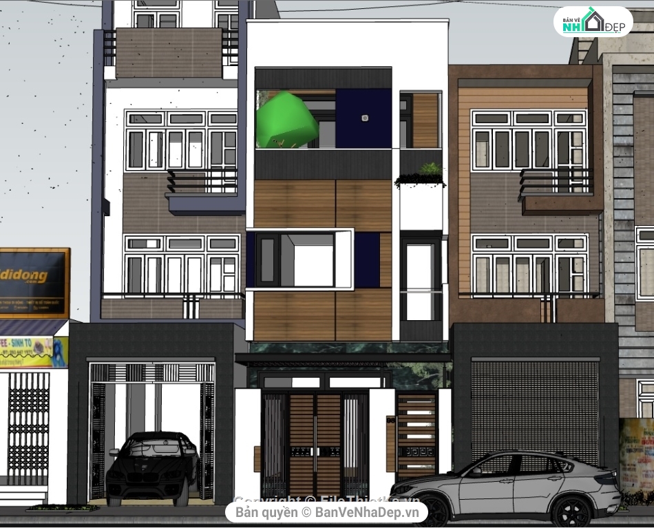 File sketchup nhà phố 3 tầng,File sketchup nhà phố 3 tầng hiện đại,su nhà phố 3 tầng,model su nhà phố 3 tầng