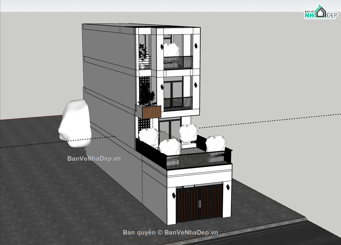 nhà 4 tầng,su nhà phố,nhà phố sketchup