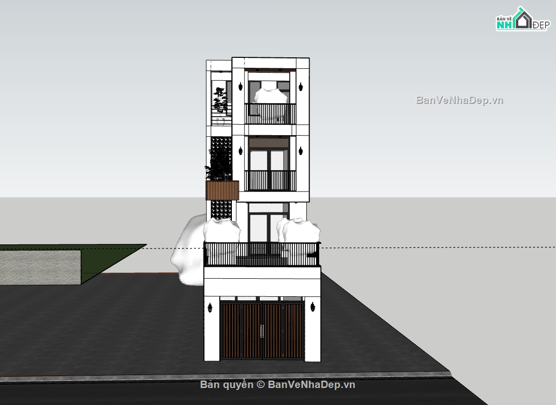 nhà 4 tầng,su nhà phố,nhà phố sketchup