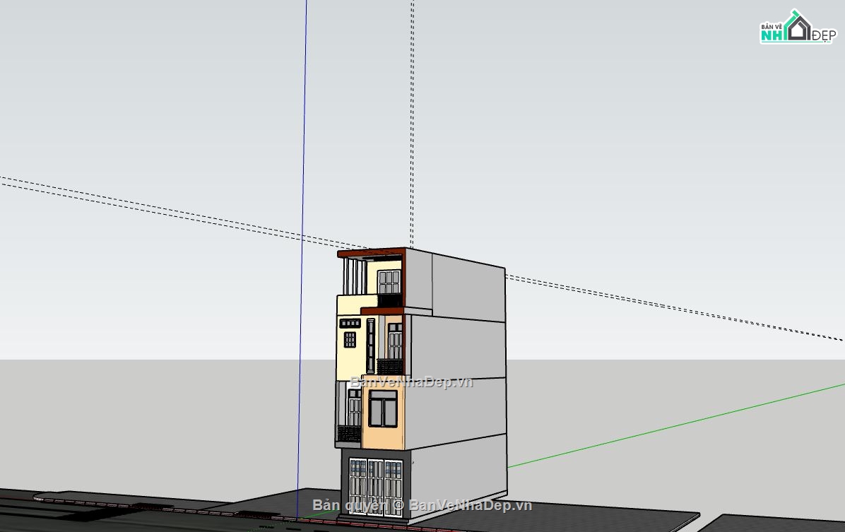 nhà 4 tầng,model su nhà phố 4 tầng,mẫu nhà phố 4 tầng,bản vẽ nhà phố hiện đại