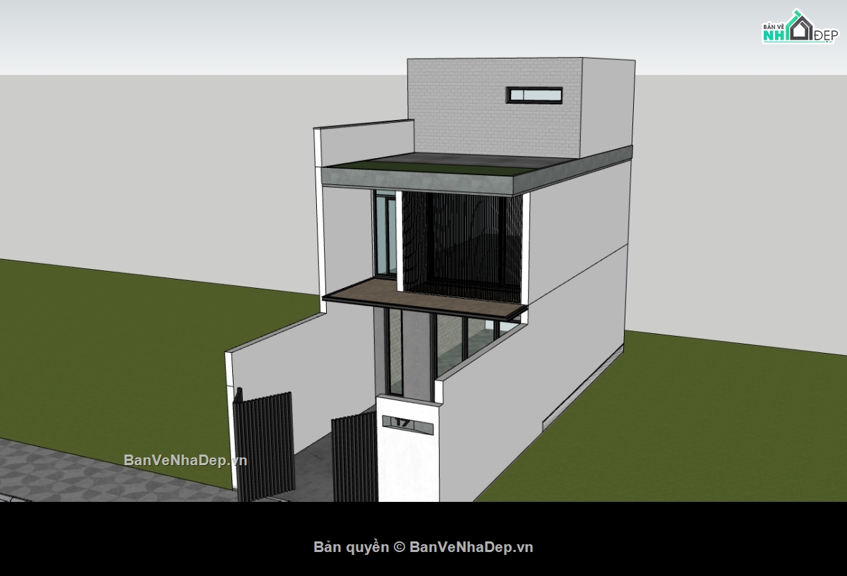 su nhà phố,sketchup nhà phố,nhà phố 2 tầng