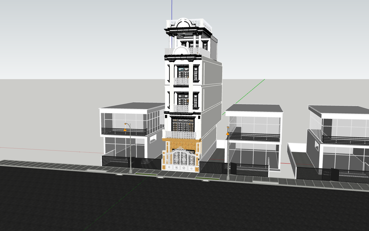su nhà phố,sketchup nhà phố,nhà phố 5 tầng