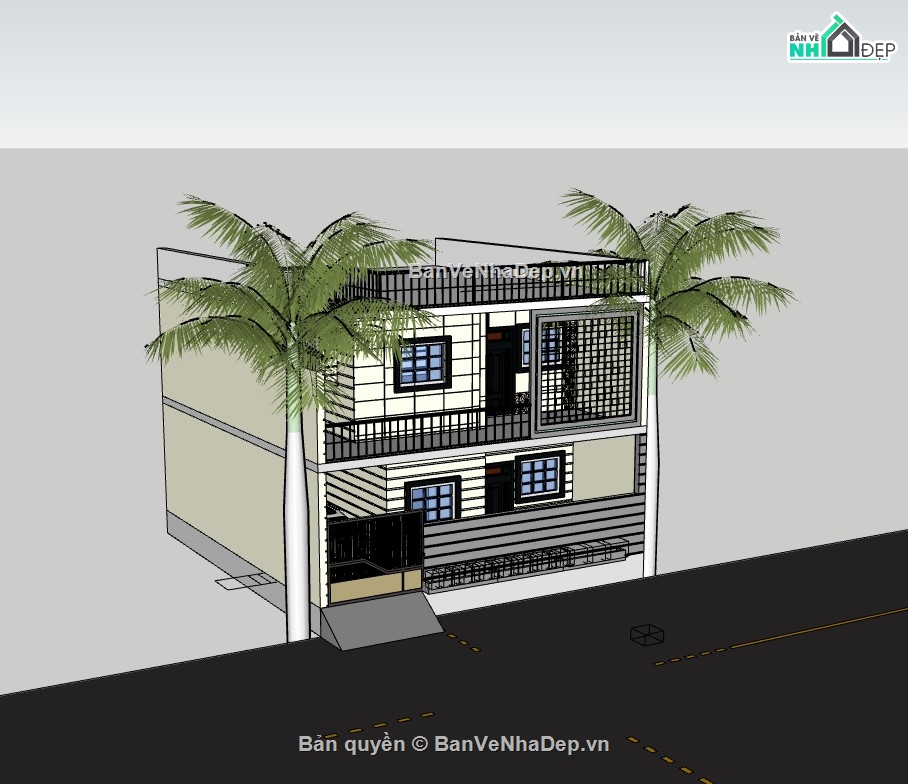 su nhà phố,sketchup nhà phố,su nhà phố 2 tầng