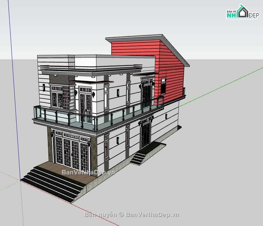 nhà phố 2 tầng,su nhà phố,sketchup nhà phố,su nhà phố 2 tầng,sketchup nhà phố 2 tầng