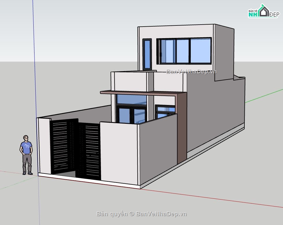 file nhà phố 2 tầng,mẫu nhà phố 2 tầng,sketchup nhà phố 2 tầng
